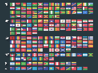 Flat Flags africa asia continents design europe flags flat map north america oceania south america world