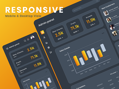 Responsive Dashboard Designs / Mobile and Desktop Dashboard UI
