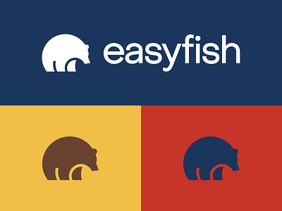 Easyfish Logo Design animation bear blue branding design fish food graphic design logo red sea vector yellow