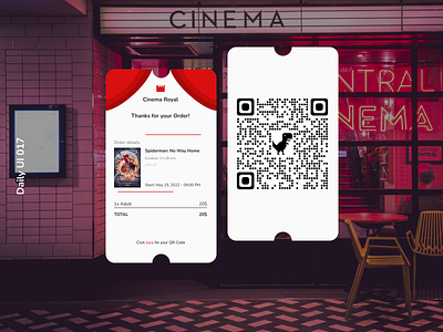 Daily UI 017 | Email Receipt cinema daily ui 017 e mail order qr code ticket