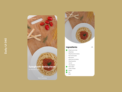 Daily UI 040 | Recipe daily ui 040 ingredients recipe spaghetti bolognese