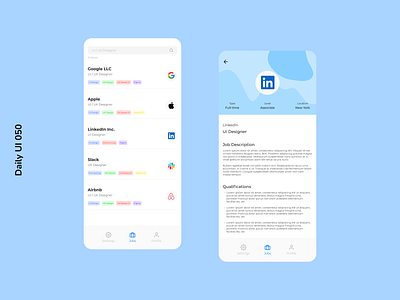 Daily UI 050 | Job Listing daily ui 050 job listing jobs minimalism mobile design