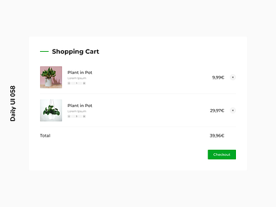 Daily UI 058 | Shopping Cart daily ui 058 green minimalism nature plants shopping cart web design