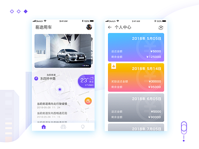 Dribbble map、card、purple、app、ui