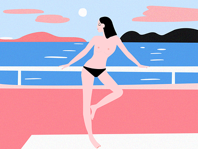 1 beauty blue illustrations people pink sexy short hair sun sunshine