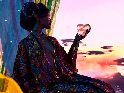A Forever Sunset 3d black art colorful digital art feminine sunset women