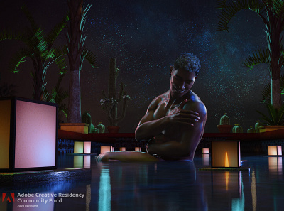 #BlackSerenity 3d art black art colorful digital art male night soft