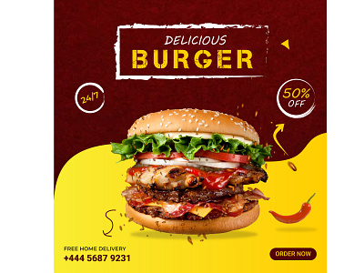 Food Instagram& Social POST burger design facebook post template fast food food instagram post instagram stories social media post