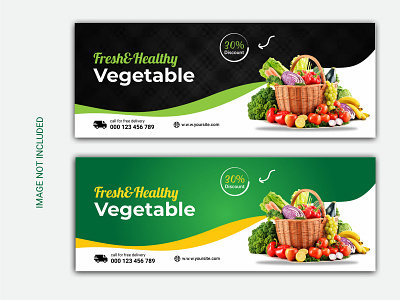 FOOD FACEBOOK COVER&BANNER DESIGN ad advertising banner cover design facebook food food banner fresh grocery healthy food marketing organic sale banner social media banner timeline vegetables website promo