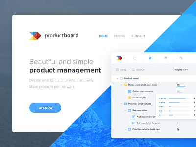 productboard landing page homepage interface landing management page platform product responsive ui web