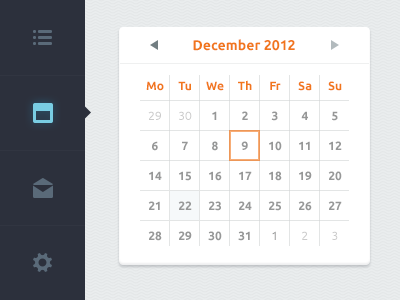 Calendar app cal calendar clean dashboard date menu picker schedule vertical web