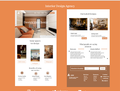 Landing page branding interior design agency landing page ui