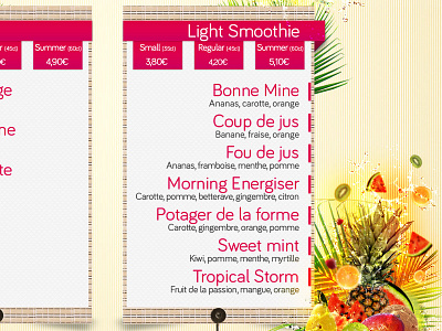 Menu Smoothie