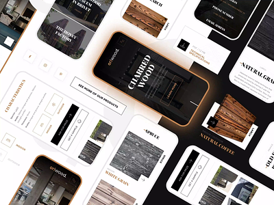 Charred wood mobile website UI animation black cepixel mobile organic page product ui website wood wooden