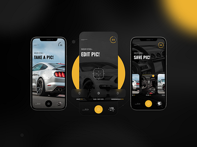 Photo Editor - Car Action App app black camera car car auction cepixel dark editor filters mobile mustang photo photography picture screen ui ux vehicel