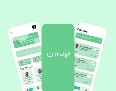 Medify® app branding design graphic design green health logo telemedicine typography ui ux vector