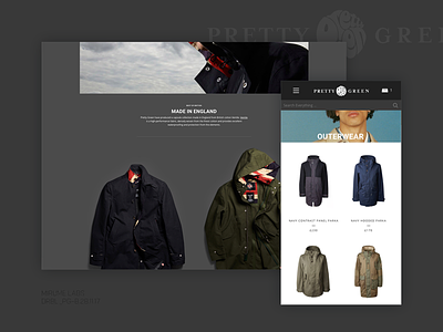 Pretty Green - online shop commerce design fashion lookbook saleor shop webdesign