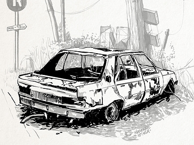 Rune Wreck One car drawing graffiti ink sketch style typography workshop wreck