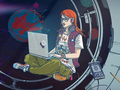 Illustration for a blog post- Women in tech and science