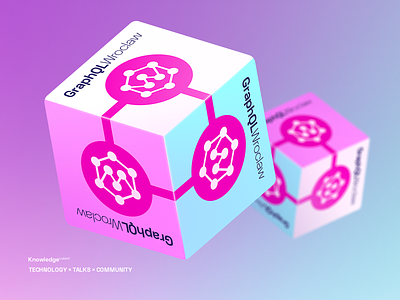 GraphQL Wroclaw - 360' Sticker Cube branding design icon logo mirumee quality sticker typography vector