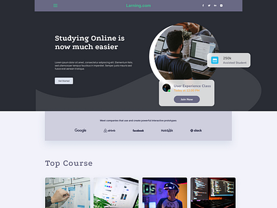 Larning.com-education Landing page app branding design landing page mobile typography ui user inter user interface ux web design