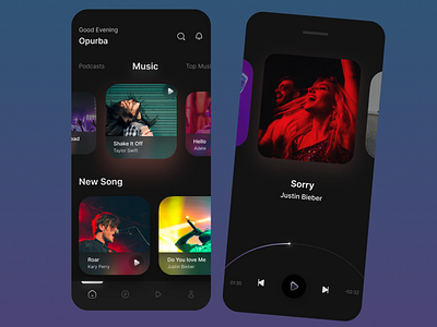 Music Mobile UI animation app branding design mobile typography ui user interface ux