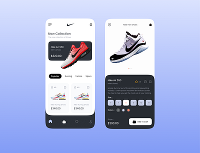 Nike Shoes App app appdesign branding critave design interface mobile nike shose typography ui uidesign uiux user interface ux