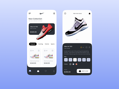 Nike Shoes App app appdesign branding critave design interface mobile nike shose typography ui uidesign uiux user interface ux