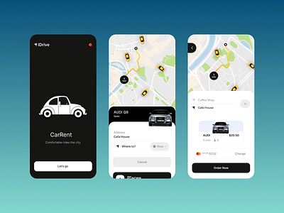 Car Rental App app branding car design mobile rental typography ui user interface ux