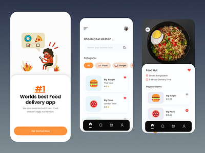 Food delivery app app branding deliveryapp design foodui mobile typography ui user interface ux