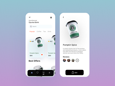 Starbucks app app branding coffe design mobile shop typography ui user interface ux