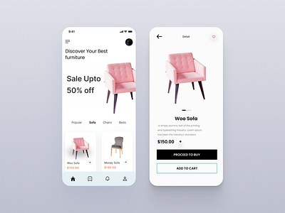 Furniture shop mobile app app branding design furniture mobile shop typography ui user interface ux