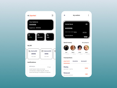 Digital Wallet App app branding design mobile typography ui user interface ux wallet