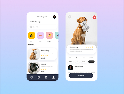 Pet Shop Mobile App Design app branding design dog mobile pet typography ui user interface ux