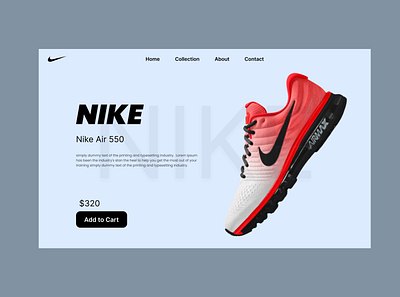 Nike Shoe Web UI app branding design mobile nike typography ui user user interface ux web