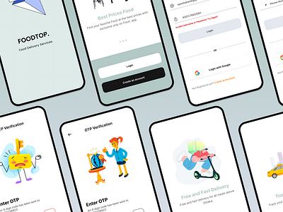 Sign Up Screens: Food Top - Mobile Food Delivery App