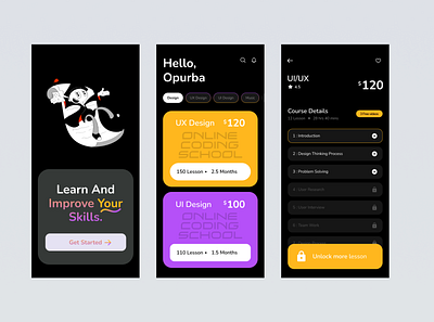 E-learning Mobile App UI app bestdesign branding design education mobile typography ui user interface ux