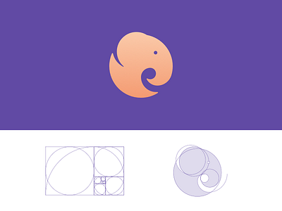 Golden Ratio Elephant Logo construction lines elephant fashion fibonacci geometry golden ratio identity logo minimalism