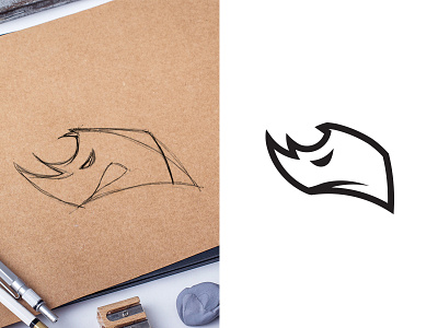 Rhino animal branding illustration logo process rhino sketch