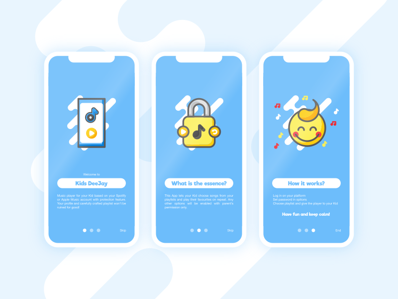 Kids Deejay app ui design ux-ui screens screen onboarding colorful kids aplication app uidesign ui