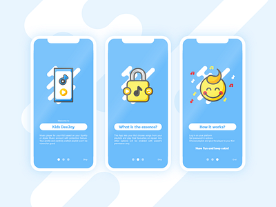 Kids Deejay app aplication app colorful kids onboarding screen screens ui ui design uidesign ux ui