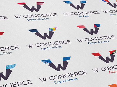 W Concierge airline brandbook branding colors guide logo logo design palette