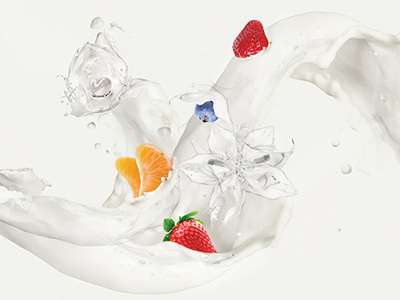 Splash and fruits