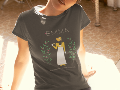 Emma Tshirt emma graphic design illustration jane austen layout design regency era screenprinting tshirt