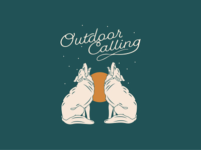 Outdoor Calling Adventure Tours Illustration brandidentity branding outdoorcalling wolfillustration