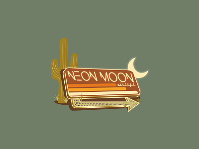 Neon Moon Vintage Illustration illustration neonlogo neonmoon vintagebranding vintagelogo