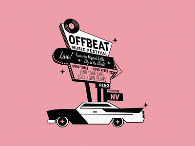 Offbeat Music Festival Merch Illustration illustration musicfestivalbranding retroillustration vintagedesign