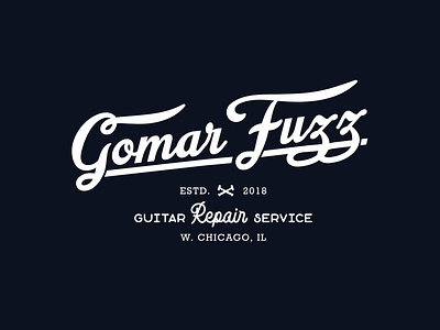 Gomar Fuzz Guitar Repair Wordmarks guitarrepairservice logodesign vintagelogodesign wordmark