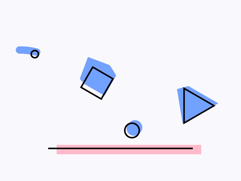 Simple things 2d animation blue boucing pink primitives shapes