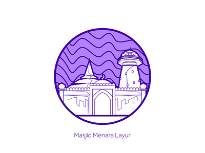 Layur Tower Mosque architecture building merch design mosque semarang vector art